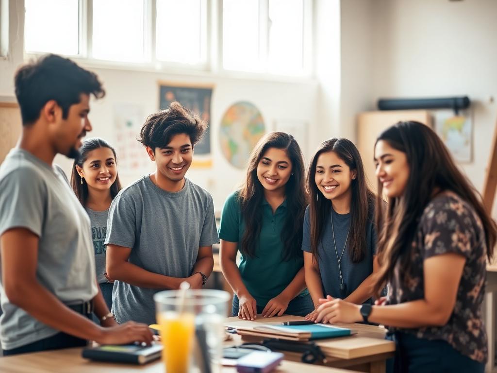 Jóvenes trabajando en conjunto en un taller