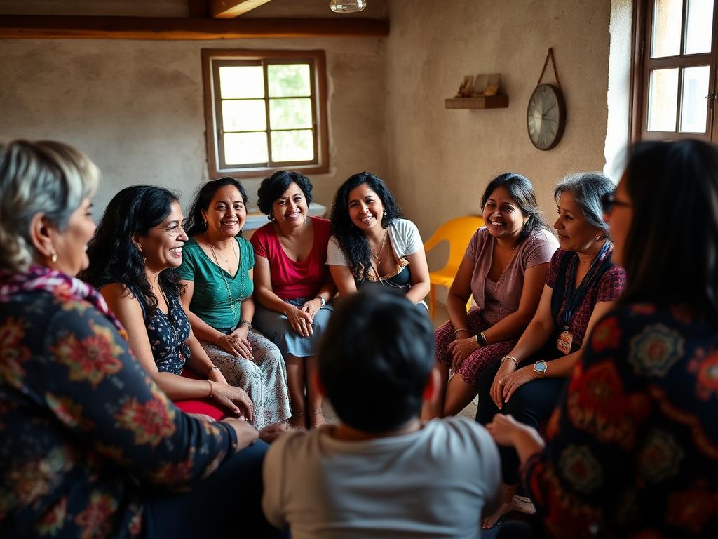 Grupo de mujeres compartiendo en un taller